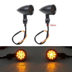 2x 10mm LED Turn Signal Amber Running Light For Harley Sportster Bobber Chopper - Bild 1 von 12