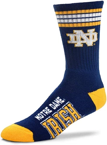 NEW! Notre Dame Fighting Irish NCAA 4 Stripe Deuce Medium Crew Socks Fits 5-10 Cover