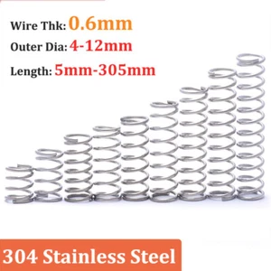 Compression Spring Pressure Coil Small Spring 0.6mm Wire Dia 304 Stainless Steel - Picture 1 of 12