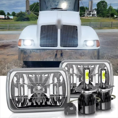 1997-2010 For Kenworth T300 Pair DOT 7x6" 5x7inch Halo Led Headlights HI/LO DRL - Image 1 of 4