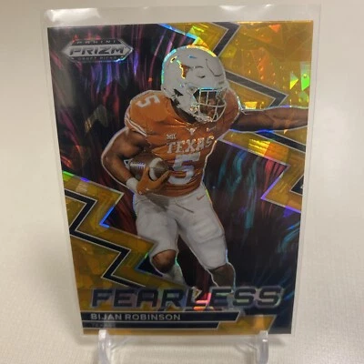 2023 Prizm Draft Picks Fearless Gold Ice #21 Bijan Robinson Rookie Falcons - Image 1 of 2