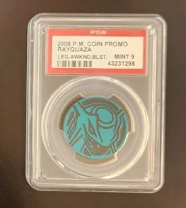 PSA 9 Mint Pokemon Rayquaza Legends Awakened Blister Promo Coin - Pop 1 of 2 !!! - Picture 1 of 2