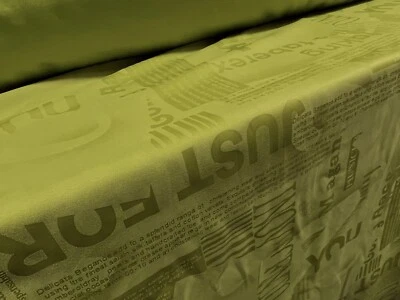 Powder Touch Woven Fashion Fabric, Per Metre - Embossed Words Print - Green - Image 1 of 3