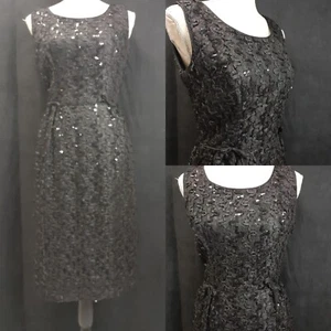 True Vintage 60s 70s Party Cocktail Holiday Black Dress Mad Men Flapper Art Deco - Picture 1 of 9