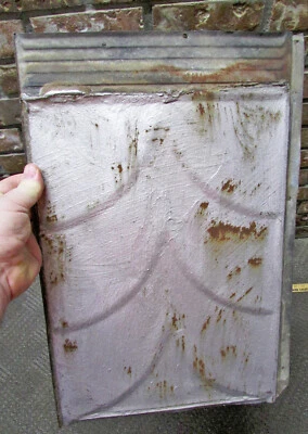 vintage galvanized embossed tin shingle from a Barn roof, rusty, 19.5 x 12.5 - Image 1 of 4
