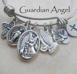 Guardian Angel Bangle Bracelet, Protection and Guidance, Confirmation Gift - Picture 1 of 12