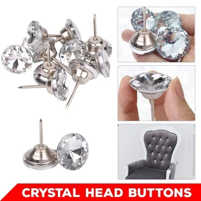 Crystal Diamond Upholstery Sewing & Nail Buttons For Headboard Bed Sofa 10-50pcs - Image 1 of 4
