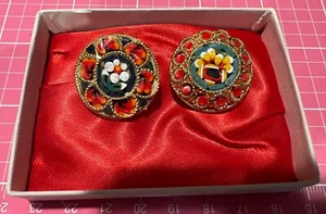 2 Vintage Italian Micro Mosaic Brooches - Picture 1 of 5