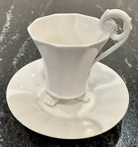 KPM Berlin Demitasse Cup & Saucer White Porcelain With Three Foot Design - Picture 1 of 5