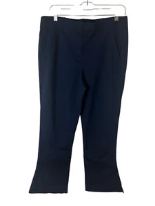 CHICO'S Size 2 (12) Ankle Pants Navy Blue Knit Stretch Elastic Waist Pull On - Picture 1 of 10