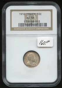 1910 Canada Ten Cent - NGC AU58 - Picture 1 of 2