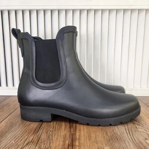 Eddie Bauer Hailey Womens Size 9 M Black Rubber Chelsea Ankle Rain Garden Boots - Picture 1 of 10