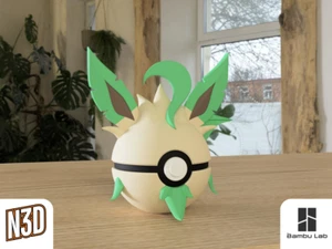 #470 Folipurba Pokeball im Maßstab 1:1, 3D Druck, Pokemon, Gaming, Leafeon - Picture 1 of 1