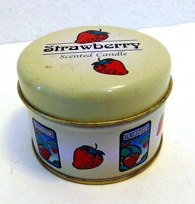 Strawberry Scented Candle In Travel Round Tin 3" x 2" - Image 1 of 4