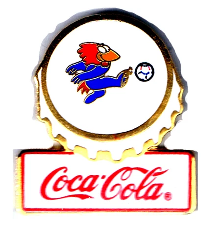 1998 FRANCE WORLD CUP SOCCER COCAL COLA MASCOT BOTTLE CAP   PIN Cover