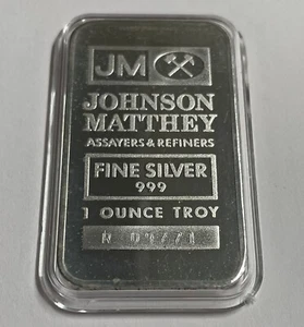 Vintage Johnson Matthey OBSCENELY RARE R PREFIX SERIAL # - 1 oz 999 Silver Bar - Picture 1 of 9