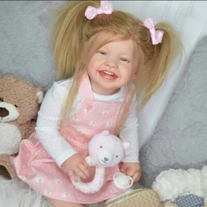 28 Zoll Lächeln Reborn Baby Puppe Kleinkind Mädchen verwurzeltes Haar mit Stoffkörper Geschenk Spielzeug - Bild 1 von 4