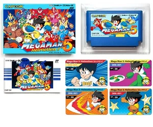 Megaman 5 Helmetless (Rockman) games ) / Famicom / Rare Game Box Set - Picture 1 of 11