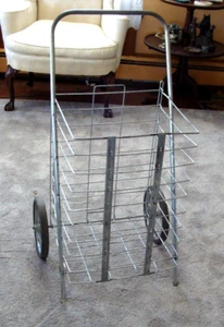 Vintage Metal Rolling Shopping Cart Folding Wire Grocery Flea Market Laundry - Picture 1 of 9