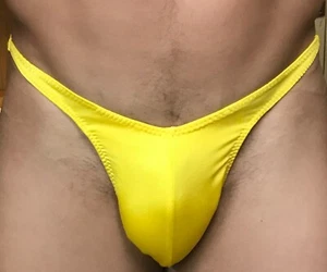 men's npc pro corvette yellow spandex bodybuilding posing swimsuit FreeShip - Picture 1 of 2