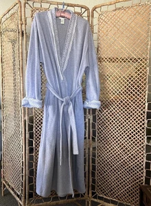 Eileen West Lavender Long Wrap Robe Lace Trim Belted Fleece Women’s Large - Picture 1 of 8