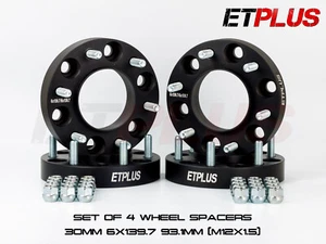 4 x 30mm Bolt On Wheel Spacers 6x139.7 93.1 Fits Ford Ranger 2011 Onwards - Picture 1 of 3