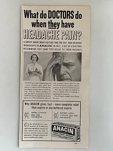 Vintage 1961 Anacin Print Ad “What Do Doctors Do When THEY Have Headache Pain?” - Picture 1 of 1