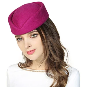 Wolle Hostess Air Hostess Pilillbox Hut Millinery TearDrop Fascinator Base A040 - Foto 1 di 71