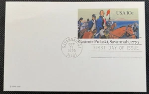 1979 FDC Scott # UX79 Postal Card, Casimir Pulaski, Savannah, 10¢. - Picture 1 of 1