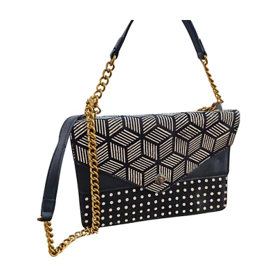 BOLSO DE MANO Ann Klein BOLSO BANDOLERA Estilo Sobre Cuero y Piel Blanco y Negro Tono Dorado Foto 1 de 4