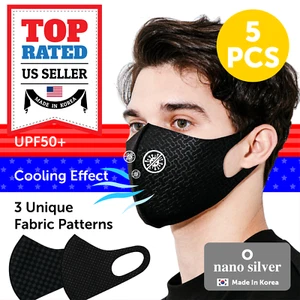 ICE COOLING Black Face Mask Cover, Nano Silver, Washable, Reusable, Adult - Picture 1 of 13