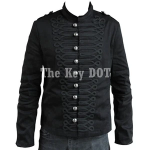 Men Lace Gothic Jacket Black Steampunk Style Button Up Jacket For Men - Picture 1 of 2