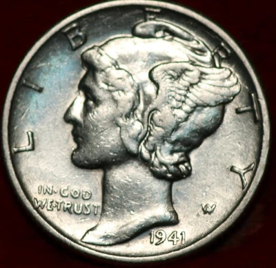 Uncirculated 1941-D Denver Mint Silver Mercury Dime - Image 1 of 2