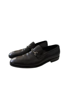 Boss Hugo Boss Leather Dress Shoes Loafers Black Men’s Size 9 Good Condition - Picture 1 of 12