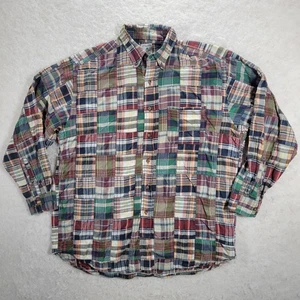 Camicia Brooks Brothers Patchwork Madras Plaid Uomo Tg L Colorata Bottoni Sportiva - Foto 1 di 10