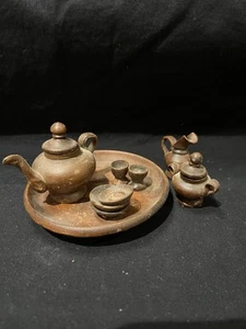 Vintage Miniatur 9-teiliges Teeservice aus Holz - Bild 1 von 8