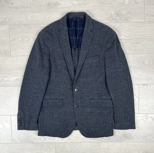 Hackett London Lana Wool Navy Blue Tweed Mens Blazer Jacket Size 42R - Picture 1 of 13