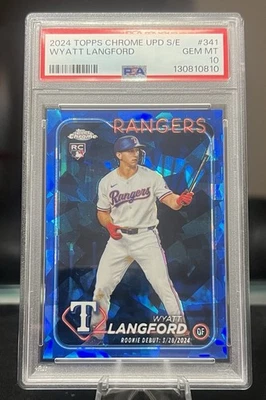 Actualización cromada Topps 2024 edición Sapphire - debut de novato Wyatt Langford PSA 10 Foto 1 de 2