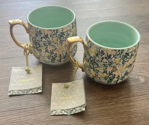 *NEW Set of 2 Liberty for Anthropologie Floral Coffee Mug Tea Cup Ceramic Glazed - Bild 1 von 7
