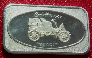1903 Cadillac Auto Bar-Madison Mint 1 Troy oz .999 Fine Silver - Picture 1 of 3