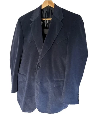Blazer Circle S Azul Marino Para Hombres 46R Terciopelo Gamuza Vaquero Abrigo Deportivo Yema Occidental Foto 1 de 4