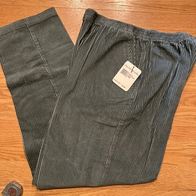 Calça de veludo vintage David Brooks Wm’s cintura elástica tamanho 18 verde sálvia NOVA - Imagem 1 de 4