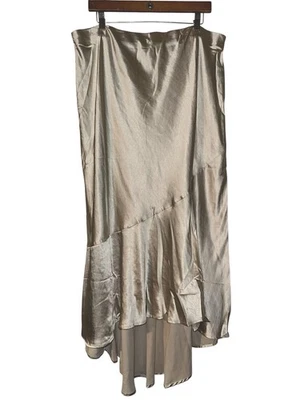 Saia Skies Are Blue Curvy Cetim Creme Alta Baixa Tamanho 2x Nova Com Etiqueta Boho/Festa de Férias - Imagem 1 de 4