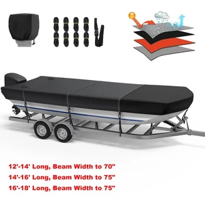 Upgraded Marine Grade Jon Boat Cover 1200D Waterproof for Length 14ft/16ft/18ft - Picture 1 of 51