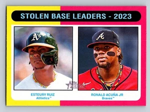 Stolen Base Leaders 2023 Esteury Ruiz Ronald Acuna Jr. 2024 Topps Heritage #309 - Picture 1 of 2