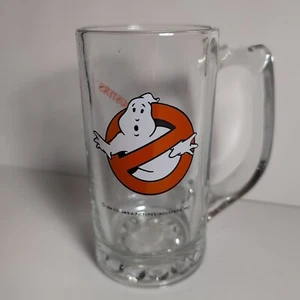 Vintage 1984 Ghostbusters Two Sided Glass Beer Mug COLUMBIA PICTURES - Picture 1 of 8