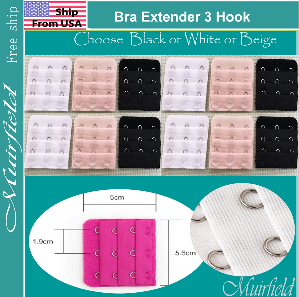 Bra Extender 3 Hook Extension Black or White or Beige -US SELLER - Image 1 of 1