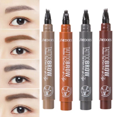 Microblading Tattoo Eyebrow 3d Liquid Ink Pen Waterproof 4 Fork Pencil Brow   - Image 1 of 4