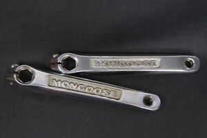 Vintage Mongoose BMX Crank arms 175mm Chrome Cranks steel Hexagon # GT RAD SE