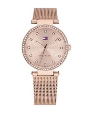 NEW Tommy Hilfiger Ladies Rose Gold Mesh Bracelet CZ Bezel Watch 1781865 - Image 1 of 2